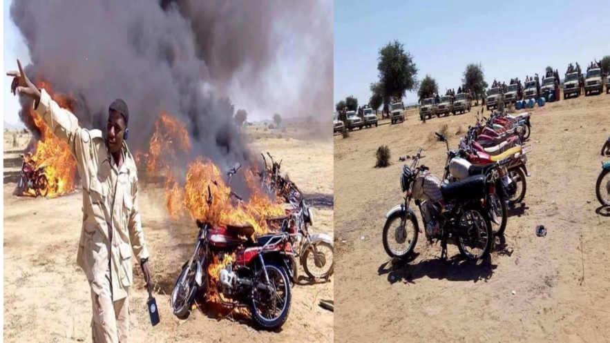 مليشيا الدعم السريع تحرق المئات من الدراجات البخارية شمالي دارفور