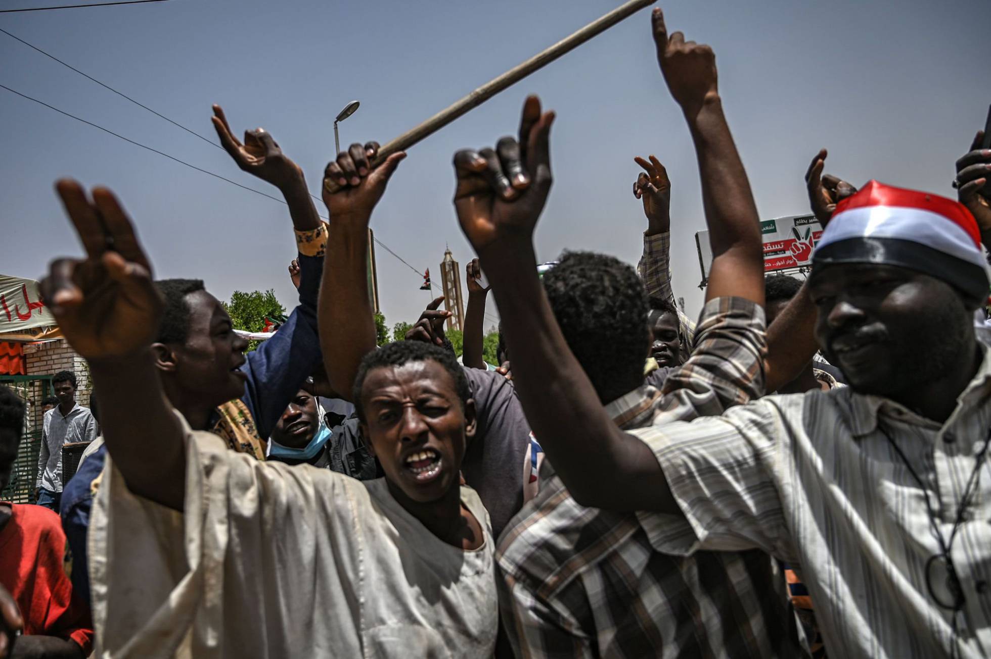 تظاهرة في العاصمة السودانية الخرطوم . 18 أبريل 2019 (فرانس برس)